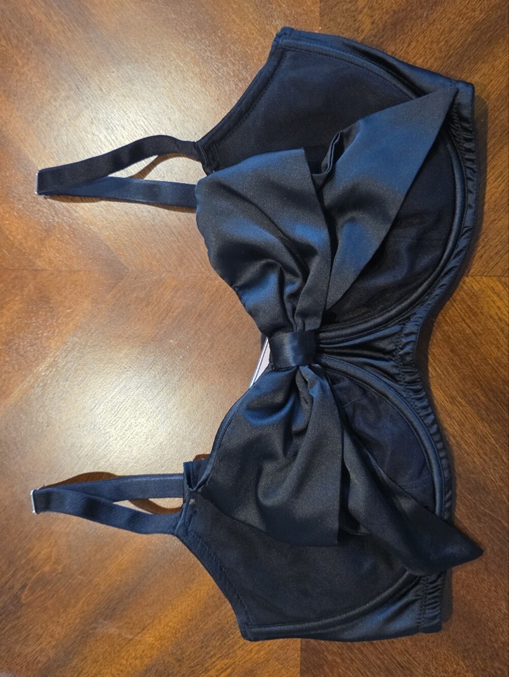 Victoria's Secret Dream Angels Push-Up Bra No Padding Black Mesh Satin Bow 36DDD